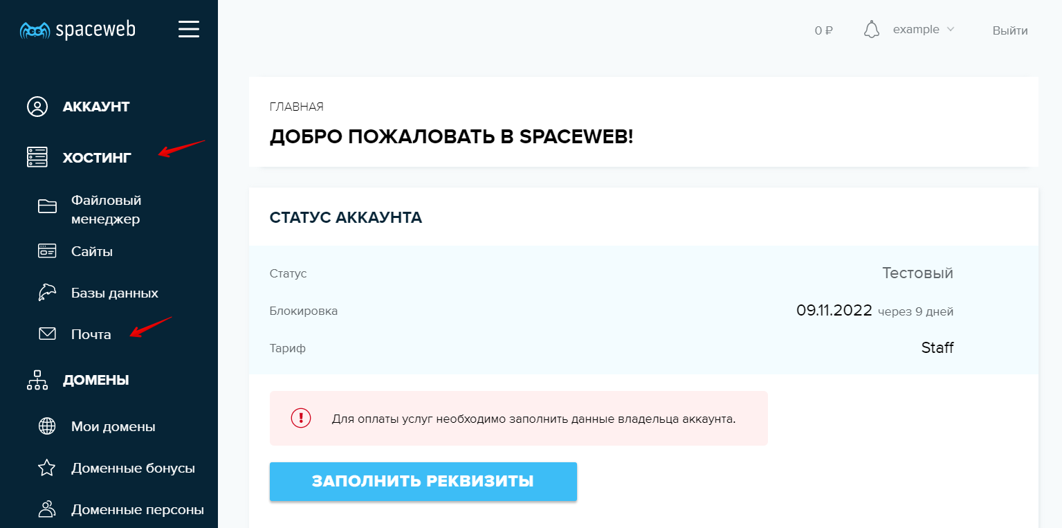 как узнать пароль от почты spaceweb